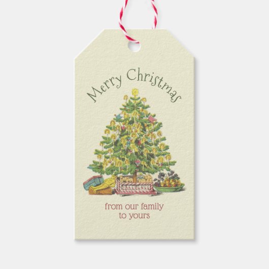 Oude kerstmis op maat cadeaulabel (Voorkant)