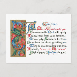 Oude kerstmis, oud type feestdagenkaart