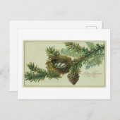 Oude kerstmis, pijnhout feestdagenkaart (Voorkant / Achterkant)