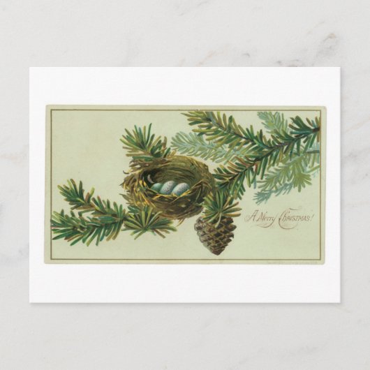 Oude kerstmis, pijnhout feestdagenkaart (Voorkant)