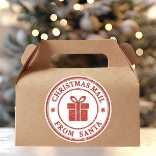 Oude Kerstmis Post Van Kerstman Ronde Stempel Sticker