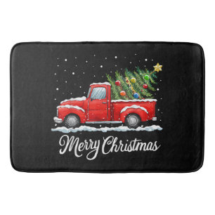 Oude Kerstmis Rode Truck met Boom Badmat
