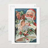 Oude kerstmis, Santa & Angel Feestdagenkaart (Voorkant / Achterkant)