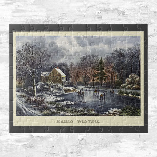 Oude Kerstmis, Schaatsers op vijver in Vroeg Winte Legpuzzel