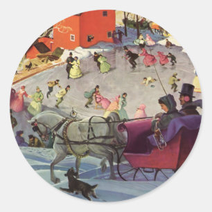 Oude Kerstmis, slee met liefde en romantiek Ronde Sticker