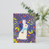 Oude Kerstmis Sneeuw Konijn Winter  Feestdagenkaart (Staand voorkant)