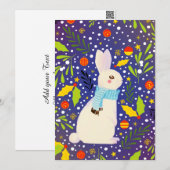 Oude Kerstmis Sneeuw Konijn Winter  Feestdagenkaart (Voorkant / Achterkant)