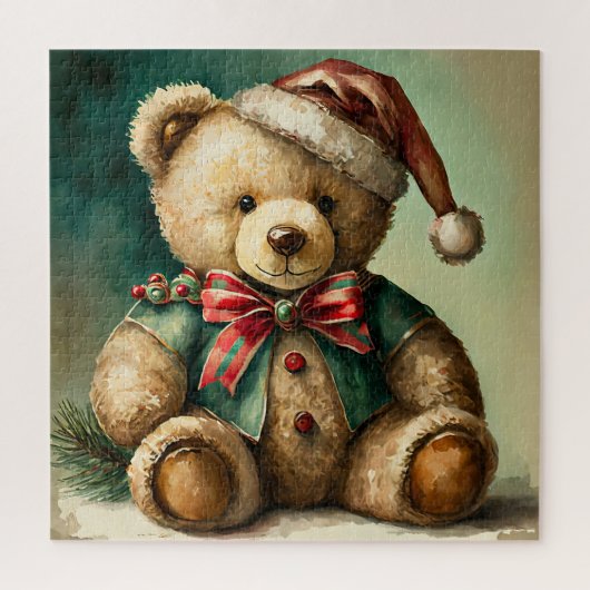 Oude Kerstmis Teddybeer Legpuzzel (Verticaal)