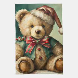 Oude Kerstmis Teddybeer Theedoek
