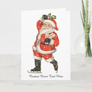 Oude Kerstmis Victoriaanse Kerstman IJsschaatser Feestdagen Kaart