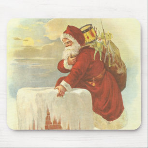 Oude Kerstmis Victoriaanse Kerstman in Schoorsteen Muismat