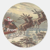 Oude Kerstmis, Victoriaanse Kerstman in slee Ronde Sticker (Voorkant)