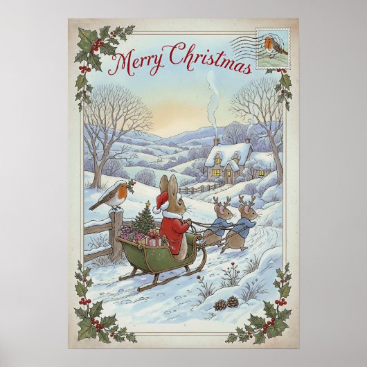 Oude kerstposter poster (Voorkant)