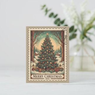 Oude kerstpostzegel Prettig kerstfeest Briefkaart