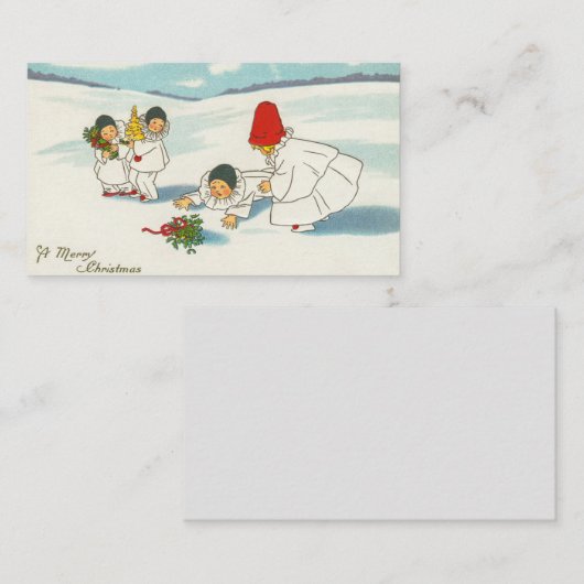 Oude kerstprentbriefkaart informatiekaartje (Voorkant / Achterkant)