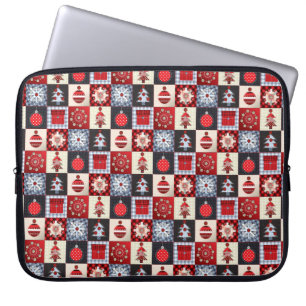 Oude kerstquilt met fashioned laptop sleeve