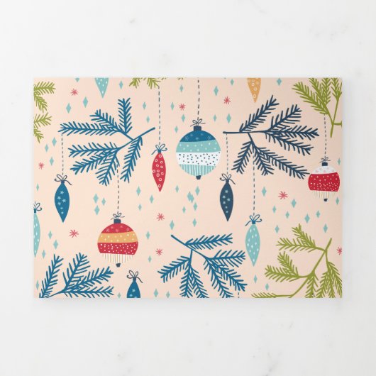 Oude kerstsieraden met fashioned kerstversieringen drieluik wenskaart (Cover)