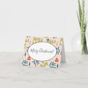 Oude kerstsieraden met fashioned kerstversieringen notitiekaartje