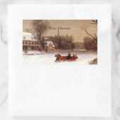 Oude kerstsmallijster, wintersceen rechthoekige sticker (Tas)