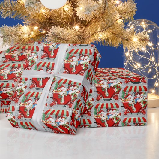 Oude kerstsneeuwfamilie cadeaupapier (Feestdagen)