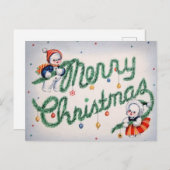 Oude kerstsneeuwman feestdagenkaart (Voorkant / Achterkant)