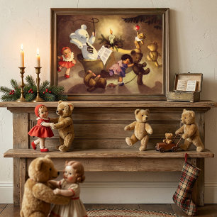 Oude Kerstspeelgoed, Danspoppen, Teddydieren Poster