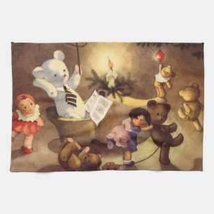 Oude Kerstspullen, Dansende Poppen, Teddyberen Theedoek