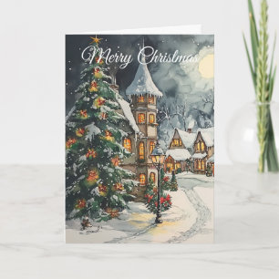 Oude kerststemming scène feestdagen kaart