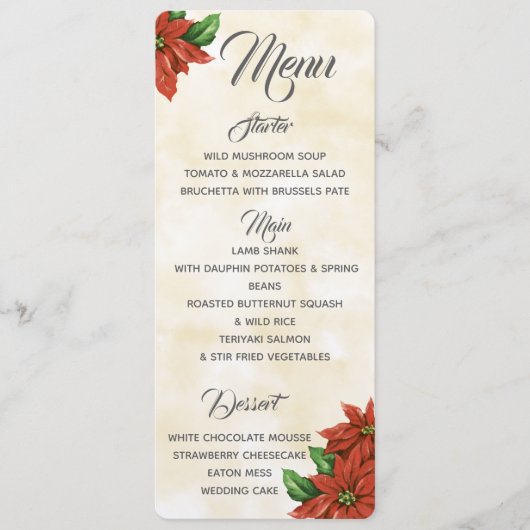 Oude kerstster menu (Voorkant)