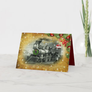 Oude Kerststoomtrein Feestdagen Kaart