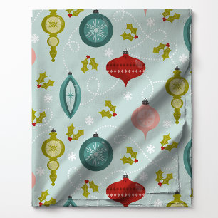 Oude Kerstversiering op Lichtblauw Patroon Stof