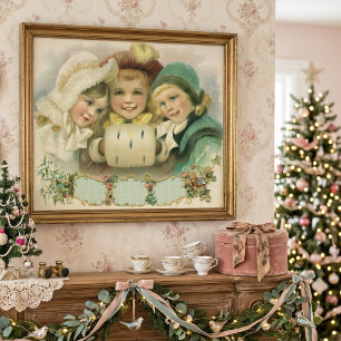 Oude Kerstzusters, Victoriaanse Kinderen Poster