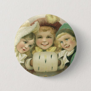 Oude Kerstzusters, Victoriaanse Kinderen Ronde Button 5,7 Cm