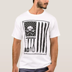 Oude Keuken Vlag Kookgerei T-shirt Ontwerp