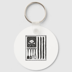 Oude Keuken Vlag Kookgerei T-shirt Ontwerp Sleutelhanger