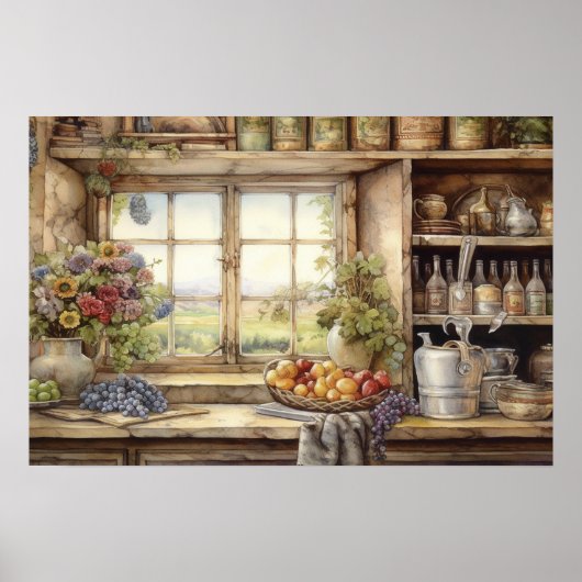 Oude keukenramerpotten Tuinplanten Poster (Voorkant)