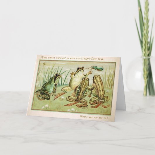 Oude kikker nieuwjaarskaart feestdagen kaart (Voorkant)