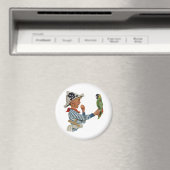 Oude kind, piraat spelende jongen met papegaai magneet (Insitu (Vaatwasser))