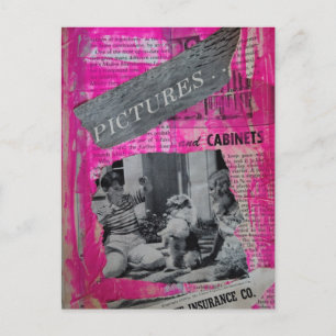 Oude kinder- en hondenfoto's collage briefkaart