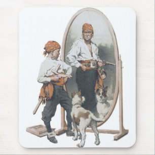 Oude Kinderen, Jongen Piraat, Hond, Spiegel, Boeka Muismat