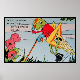 Oude kinderrijmpje afbeelding sprinkhaan poster
