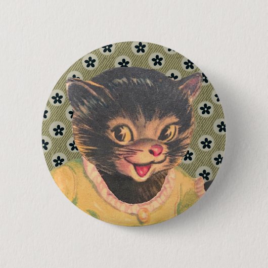 Oude Kitty Kat Speld Oude Afbeeldingen Ronde Button 5,7 Cm (Voorkant)