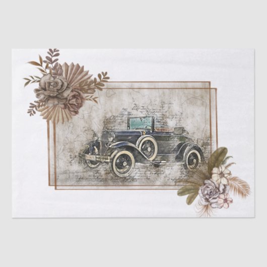 Oude  Klassieke Boho Car Decoupage Tissuepapier (Voorkant)