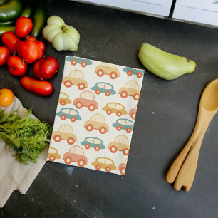 Oude Kleurenrijke Auto's Patroon   Theedoek