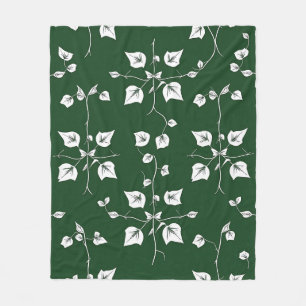 Oude klimop botanische schets bosgroen fleece deken