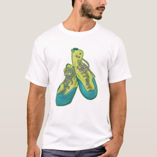 Oude klimschoenen rotsklimmen t-shirt (Voorkant)
