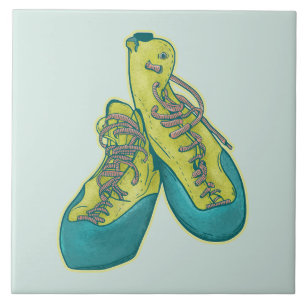 Oude klimschoenen rotsklimmen tegeltje