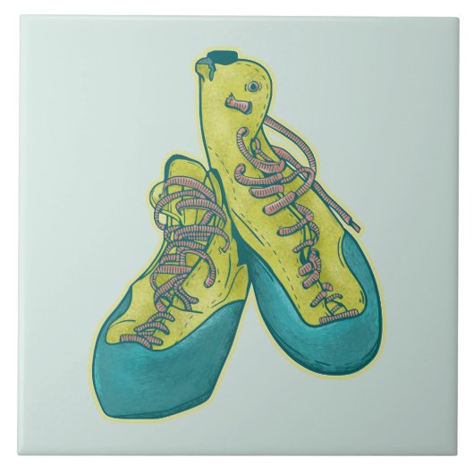Oude klimschoenen rotsklimmen tegeltje (Voorkant)