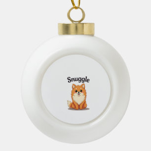 Oude knuffel pomeranian leuke hond illustratie D Keramische Bal Ornament