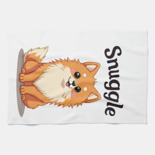 Oude knuffel pomeranian leuke hond illustratie D Theedoek